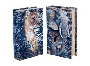 8433933268407 - Signes Grimalt - Buchkästen Dekoration Tigre und Elephant Book Box 2 Einheiten Boxen Blau Buch 13x21x5cm 26840 - Azul