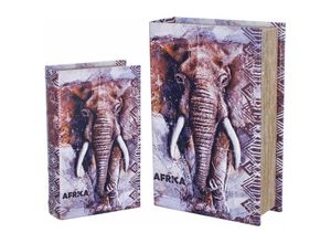 8433933268506 - Signes Grimalt - Buchkästen Dekoration Elephant Book Box 2 Einheiten Boxen Graues Buch 18x27x7cm 26850 - Gris