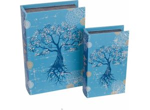 8433933275627 - Signes Grimalt Buchkästen Dekoration Buchbuch Tree of the Life 2 Einheiten Boxen Block Blau 18x27x7cm 27562 - Azul