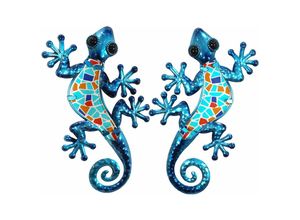 8433933281109 - Wand Adorno Eidechse Figur Lagartija 2uni Wall Ornament Blauer Garten 1x12x21cm 28110 - Azul - Signes Grimalt