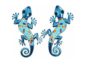 8433933281116 - Wand Adorno Eidechse Figur Lagartija 2uni Wall Ornament Blauer Garten 1x14x30cm 28111 - Azul - Signes Grimalt