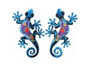 8433933281130 - Signes Grimalt Wand Adorno Eidechse Figur Lagartija 2uni Wall Ornament Blauer Garten 1x12x21cm 28113 - Azul