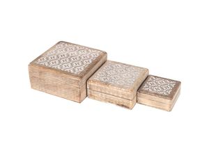 8433933285091 - Signes Grimalt - Kasten- und Juwelierdekoration Rustikale Kisten 3 Einheiten Boxen und Schmuck braun 18x18x8cm 28509 - Marrón