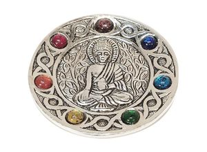 8433933304655 - Chakra Buddha Plattenzubehör Natur Runde Silberschale - 1x11x11cm - Signes Grimalt