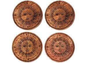 8433933305638 - Signes Grimalt - Postavas Sol 4 oder Coasters Rund braun - 1x10x10 cm - Marrón