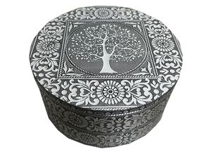 8433933306703 - Signes Grimalt - Round Box Life Tree Boxen und Juwelen Runde weiße Box - 7x13x13cm - Blanco