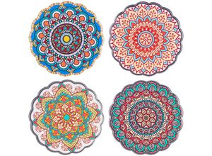 8433933329917 - Mandala Coasters 4U – Set mit 4 runden grauen Keramikuntersetzern - Gris - Signes Grimalt