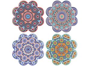 8433933329924 - Mandala Untersetzer 4U grau rund – 4er-Set – ideal für Vintage-Küchendekoration – schützen Sie Ihre Möbel mit Stil - Gris - Signes Grimalt