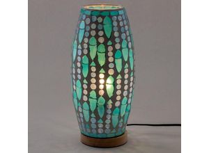 8433933345030 - Signes Grimalt - Mosaik-Tischlampe im indischen Stil in Grün mit Glas und Holz