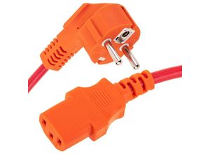 8434185382927 - 5 m rotes Elektrokabel für Stromversorgung IEC60320 C13 auf Schuko-Stecker gewinkelt - Cablemarkt