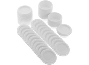 8434185451838 - PrixPrime - Mini-Bagasse-Behälter mit Deckeln für Soßen zum Mitnehmen 50 Einheiten 69 x 3 + 07 cm à 60 ml weiß