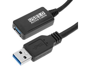 8434185509805 - CableMarkt - Verlängerungskabel von USB A 30 Stecker auf USB A 30 Buchse 5 m in schwarz