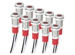 8434185527878 - Cablemarkt - 8 mm metallische rote LED-Kontrollleuchte 10 Einheiten