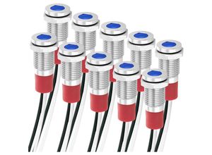 8434185527892 - Cablemarkt - 8 mm metallisches blaues LED-Pilotlicht 10 Einheiten