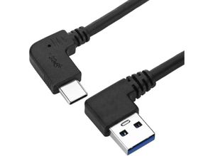 8434185542086 - Cablemarkt - Supespeed USB-Typ-C-31-Stecker auf USB-Typ-A-31-Stecker abgewinkeltes Kabel 1 m schwarze Farbe