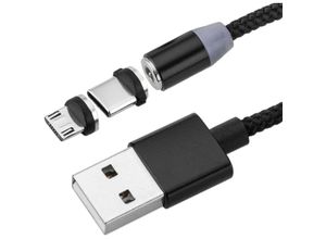 8434185543984 - Magnetisches Ladekabel usb a Stecker 20 auf usb c und Micro usb 2 in 1 in schwarzer Farbe 1 m - Cablemarkt