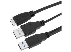 8434185544189 - Cablemarkt - Hochgeschwindigkeits-USB-Kabel mit 2 usb 30-Steckern vom Typ a und 1 MicroUSB-Stecker vom Typ b 60 cm schwarze Farbe