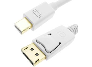 8434185548828 - Cablemarkt - Adapterkabel mit Mini-DisplayPort-Stecker auf DisplayPort-Stecker 2K 4K 1080p FullHD 2 m weiße Farbe