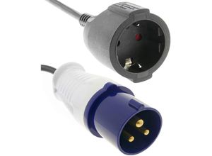 8434185552849 - Cablemarkt - Industrie-Adapterkabel CETAC-Stecker auf Schuko-Buchse 2P+E 16A 230V IP44 IEC-60309 1 m