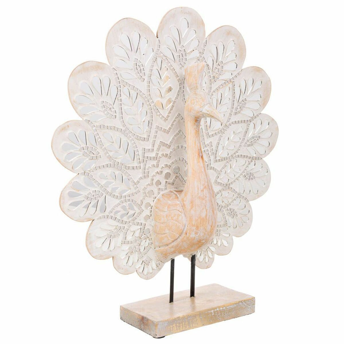 8434523251243 - Deko-Figur natürlich Glas Holz MDF Pfau 53 x 12 x 46 cm