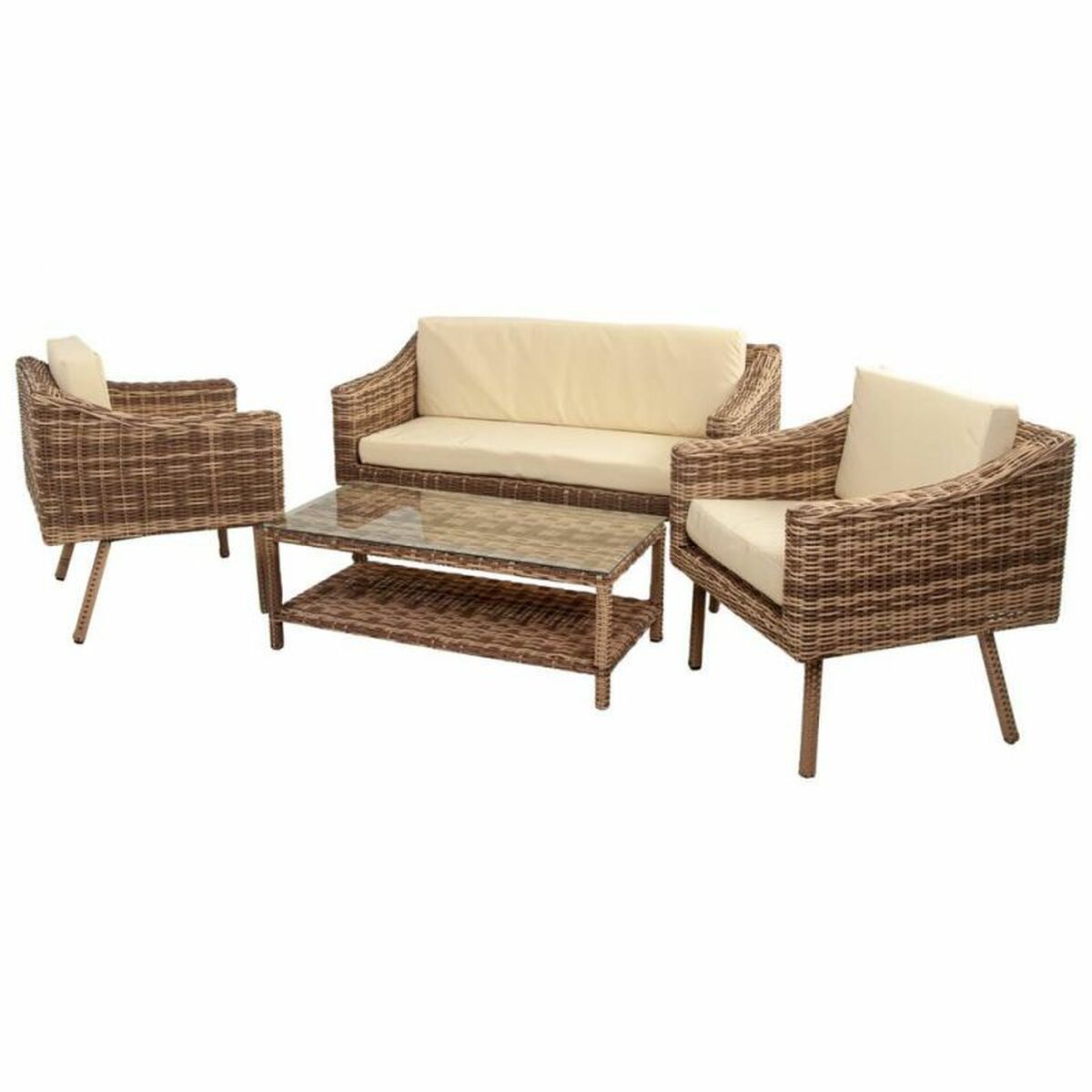 8434523327504 - Tischset mit 2 Sesseln Braun Natur 4-teilig 8434523327504 - Tischset mit 2 Sesseln Braun Natur 4-teilig