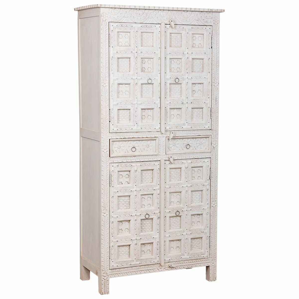 8434523340176 - Garderobe Weiß Mango-Holz 93 x 192 x 45 cm