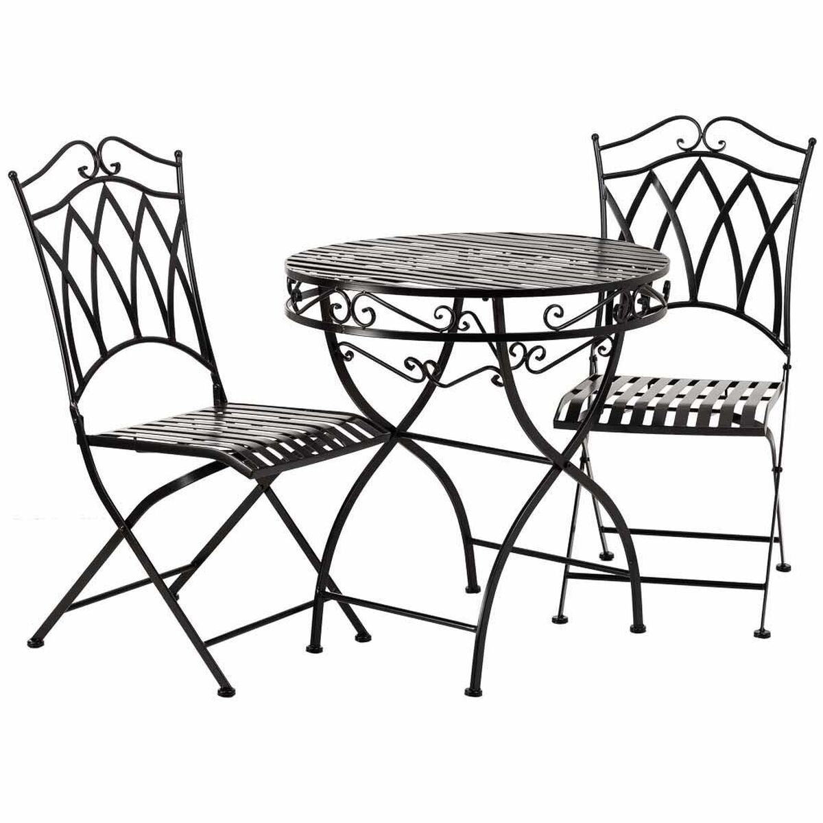 8434523347991 - Tischset mit 2 Stühlen Schwarz 60 x 75 x 60 cm