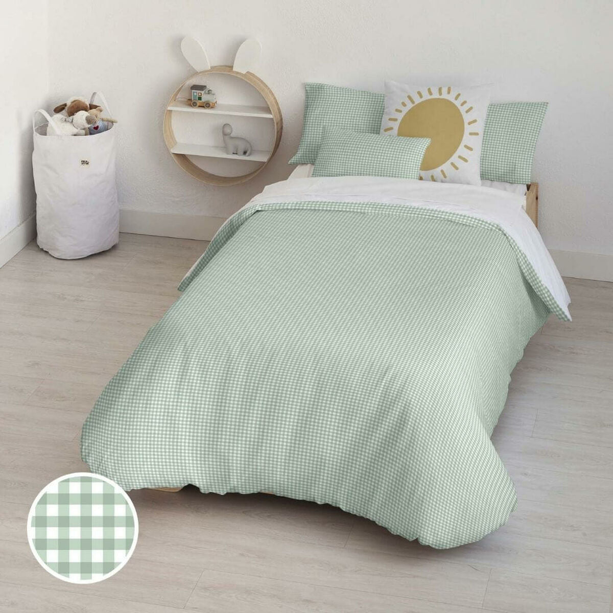 8434563034905 - Nordic-Bettbezug Kids& Cotton Vichy Mint 155 x 220 cm