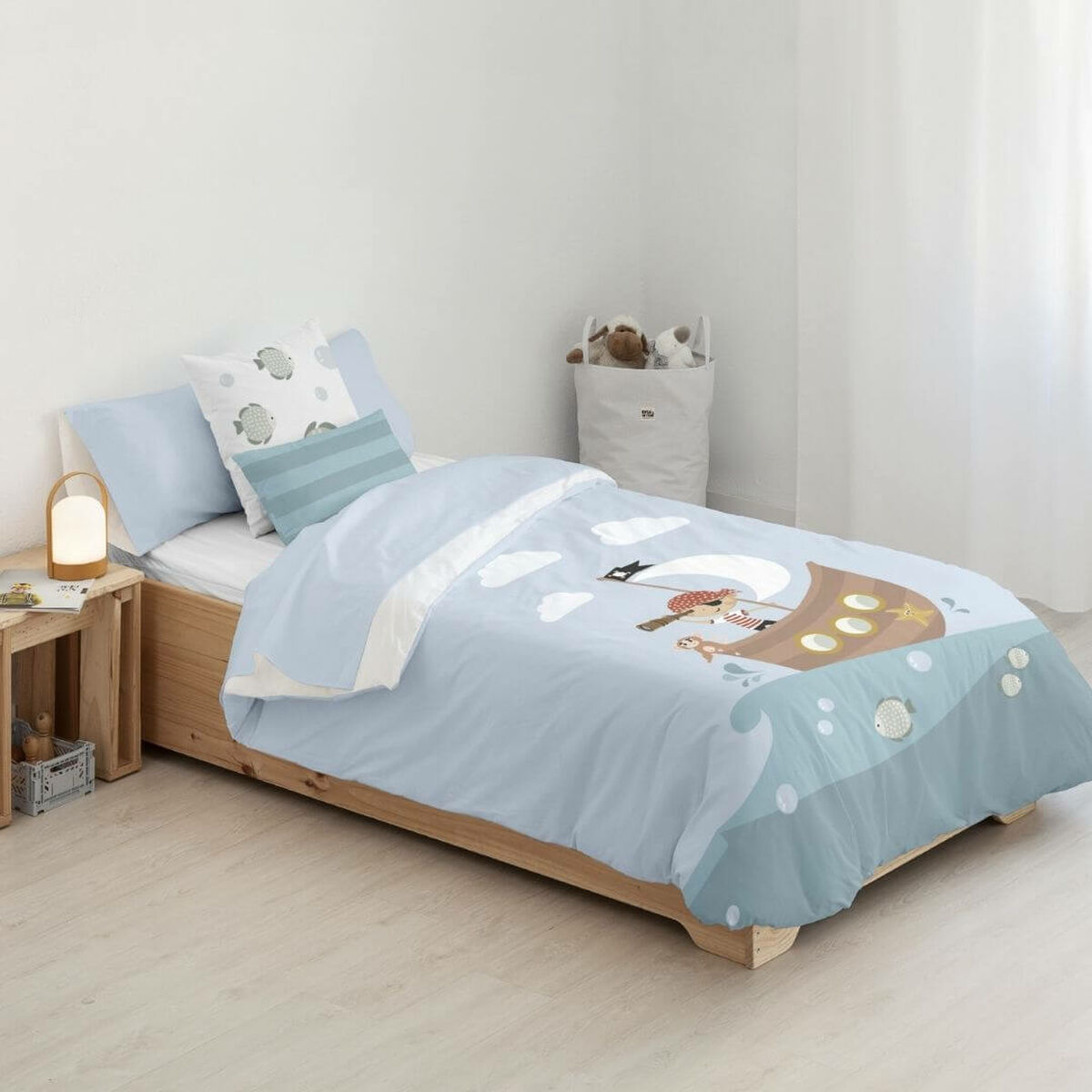 8434563052701 - Nordischer Bezug Kids& Cotton Farid Blau 175 Fäden 180 x 220 cm