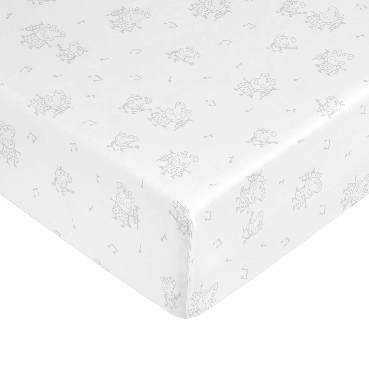 8434563052787 - Fitted bottom sheet White Grey 90 x 200 cm 100% cotton