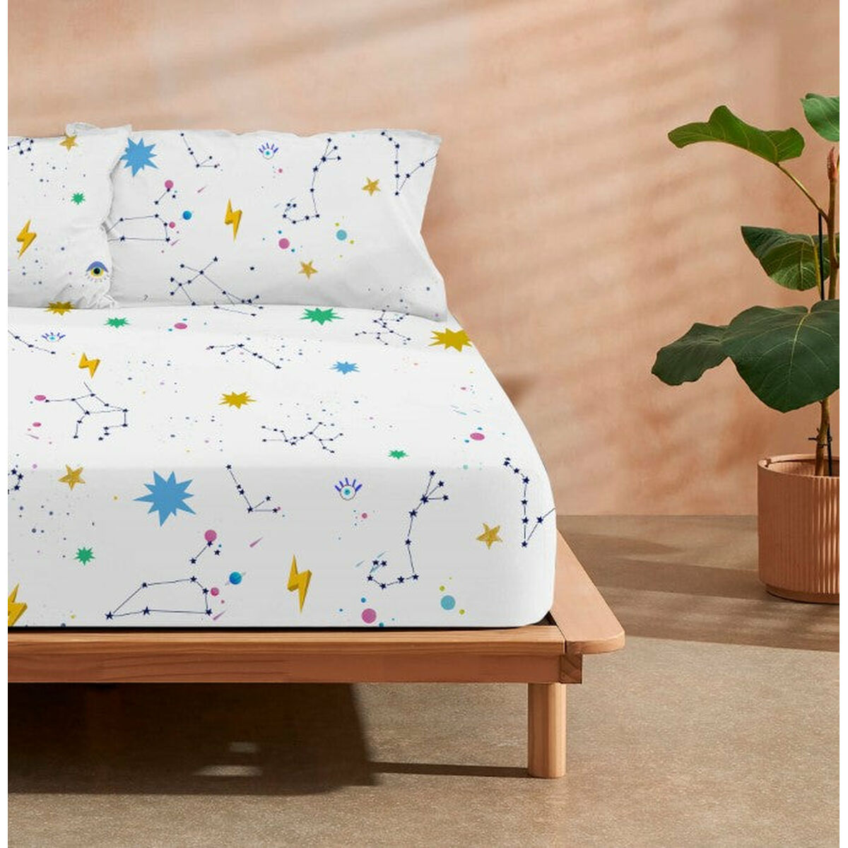 8434563806441 - Fitted bottom sheet Cosmos Multicolour Single