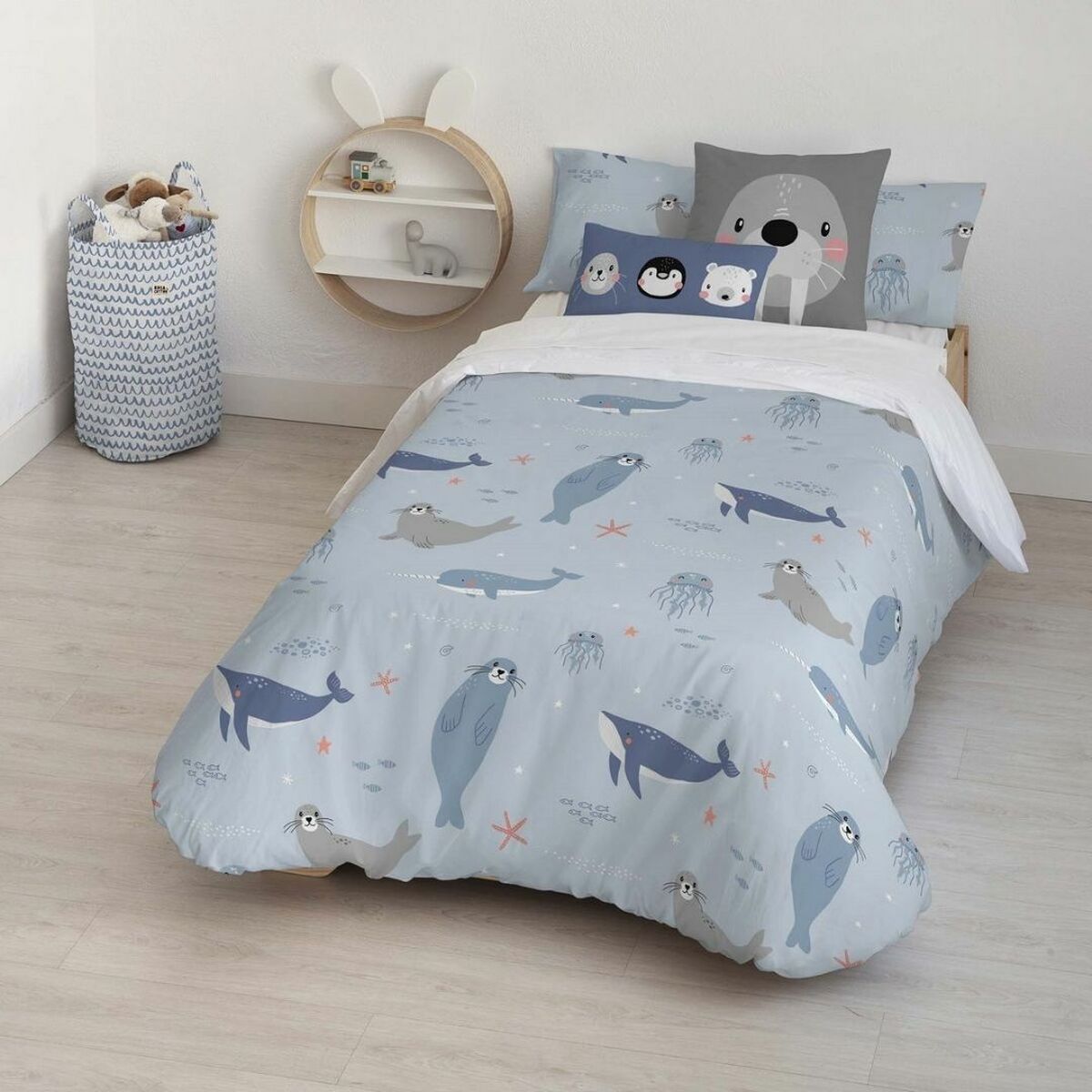 8434563884999 - Nordischer Bezug Kids& Cotton Tabor Small Blue 155 x 220 cm