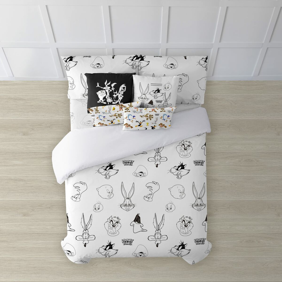 8434563922233 - Bettdeckenbezug Looney B&W Weiß black 175 Fäden 240 x 220 cm