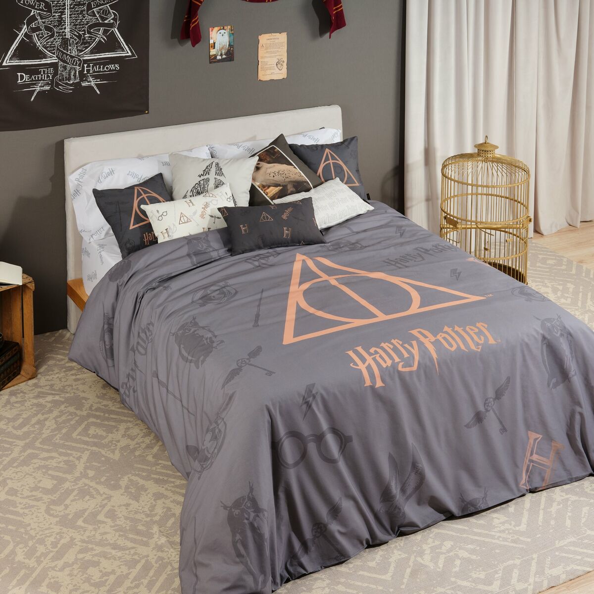 8434563928341 - Bettdeckenbezug Deathly Hallows Bunt 175 Fäden 140 x 200 cm Einzelmatratze