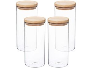 8434652125026 - Wellhome - well home mobiliario & decoración Set mit 4 Gläsern aus Glas und Holz 13 l 4 x 1300 ml