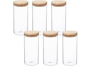 8434652125033 - Wellhome - well home mobiliario & decoración Set mit 6 Gläsern aus Glas und Holz 13 l x 6 1300 ml