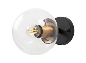 8434652189257 - Wellhome - Wandleuchte transparenter Lampenschirm Metall schwarz 15x15x24 Fassung E14 Max 15 w
