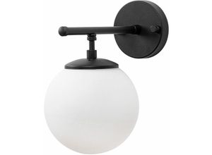 8434652189523 - Wellhome - Wandleuchte weißer Lampenschirm Metall schwarz 15x24x24 Fassung E14 Max 40 w