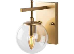 8434652190147 - Wellhome - Wandleuchte mit Platte transparent Metall gold 15x20x15 Fassung E14 Max 40 w