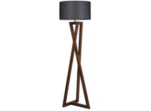 8434652196521 - Wellhome - Stehleuchte Holzstruktur Schwarz Nussbaum 45x45x166 cm cm kappe e 27 max 60 w