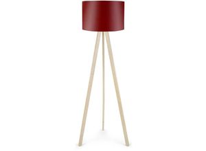 8434652200556 - Wellhome - Stapel -Bildschirm -Stehleuchte mit 70% mdf   30% pvc -Stoff rot Natural Tripod Tanganica Collection 38x38x140 cm kappe e 27