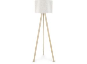 8434652200563 - Wellhome - Stapel -Bildschirm -Stehleuchte mit 70% mdf   30% pvc -Stoff weiß Natural Tripod Tanganica Collection 38x38x140 cm kappe e 27