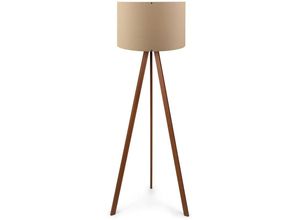 8434652200723 - Wellhome - Gerade Fuß -Lampe mit 70% mdf   30% pvc -Stoff Beige Dark Tripod Tanganica Collection 38x38x140 cm kappe e 27