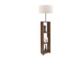 8434652201270 - Wellhome - Walnusslampe Walnuss mit 100% mdf -Bildschirm Creme Victory Collection 38x38x140 cm Cap 27 max 60 w