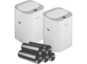 8434652207685 - Conjunto de 2 caixas inteligentes 15 l cada com abertura de ar e sensor de absorção para casa ou escritório - inclui 140 sacos de lixo