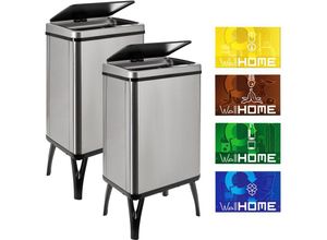 8434652387028 - Wellhome - well home mobiliario & decoración 2 x Smart Mülleimer 40 l Höhe 715 x 355 x 26 cm grau mit Magnetetiketten