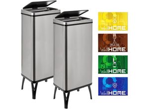 8434652387042 - Wellhome - well home mobiliario & decoración 2 x Smart Mülleimer mit 60 l Fassungsvermögen Höhe 955 x 355 x 26 cm grau mit Magnetetiketten