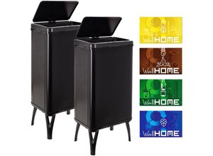 8434652387066 - Wellhome - well home mobiliario & decoración 2 x Smart Mülleimer mit 50 l Fassungsvermögen Höhe 835 x 355 x 26 cm schwarz mit Magnetetiketten