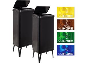 8434652387073 - Wellhome - well home mobiliario & decoración 2 x Smart Mülleimer mit 60 l Fassungsvermögen Höhe 955 x 355 x 26 cm schwarz mit Magnetetiketten