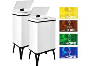 8434652387080 - Wellhome - well home mobiliario & decoración 2 x Smart Mülleimer mit 40 l Fassungsvermögen Höhe 715 x 355 x 26 cm weiß mit Magnetetiketten